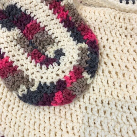 Handmade Knit Collared Shawl One Size Ivory - Picture 8 of 10